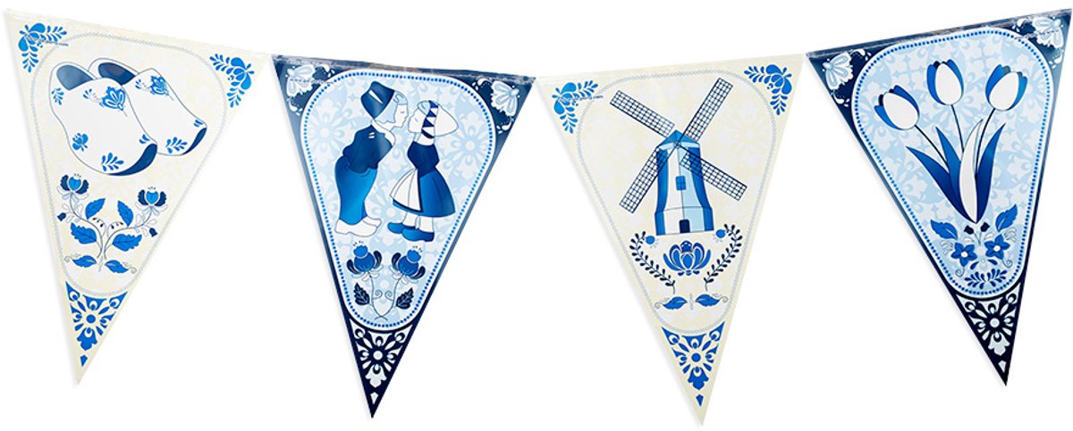 Vlaggenlijn Delftsblauw | Set á 6 stuks | Dubbelzijdig | 10 meter